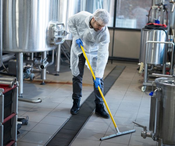 Industrial,Cleaning,Service.,Professional,Cleaner,Wearing,Protection,Uniform,Cleaning,Floor