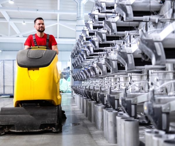 Professional,Cleaning,Service.,Worker,Operating,Industrial,Floor,Cleaning,Machine,Inside